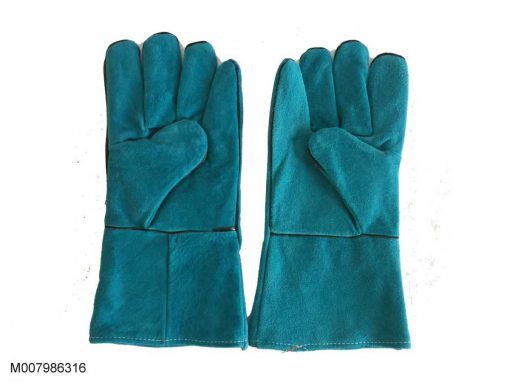 Găng tay da hàn Pháp 2 lớp màu xanh nhạt dài 31 cm